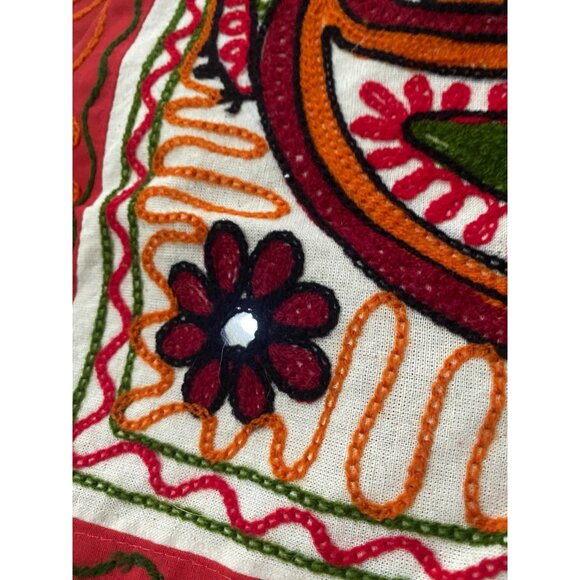 Block Embroidered Indian Cotton Peacock Quilt Light Boho Summer Bedspread Throw - Picture 10 of 16